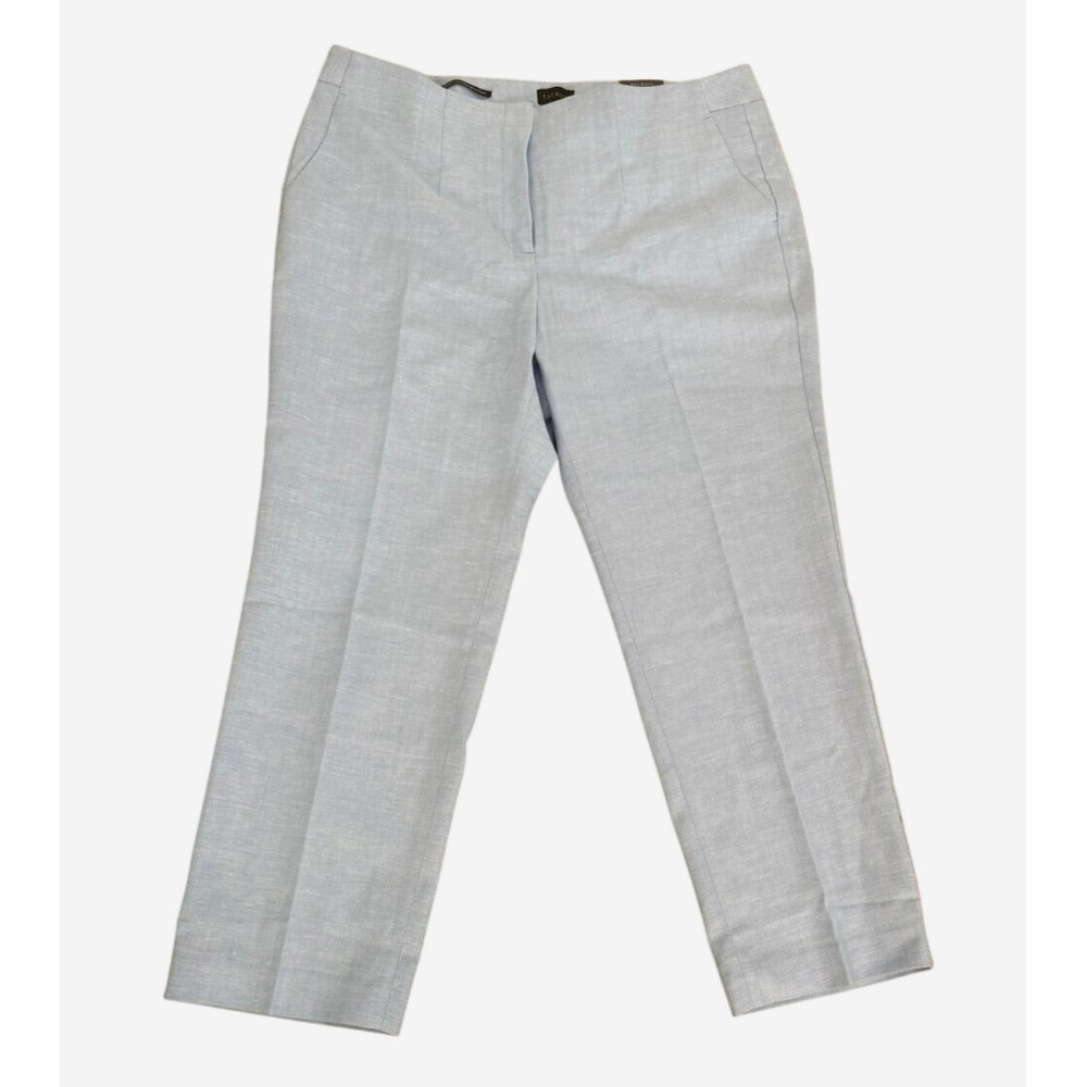 Talbots Size 16W Petite Southhampton Blue Linen Blend Pants 28" Inseam Lined NEW